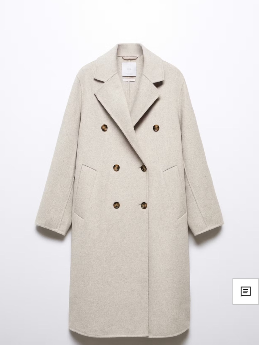 Wool-Blend Double-Breasted Women's Coat in Light Beige handmade